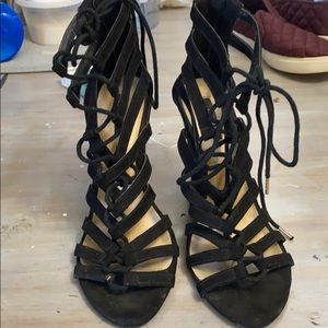 Forever 21 lace up black wedges